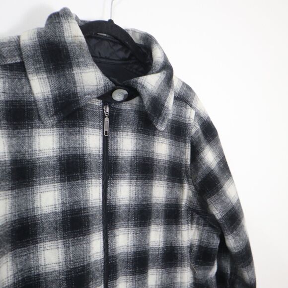 Woolrich Women's Size L Chatham Creek Jacket Wool Plaid Check Black White - Picture 5 of 11